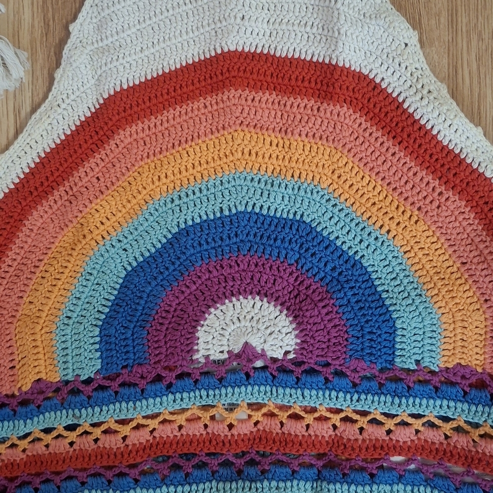 Crochet Rainbow Halter Tank Top - Multicolor - Picture 2 of 3